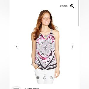 WHBM Sleeveless Printed Keyhole Top